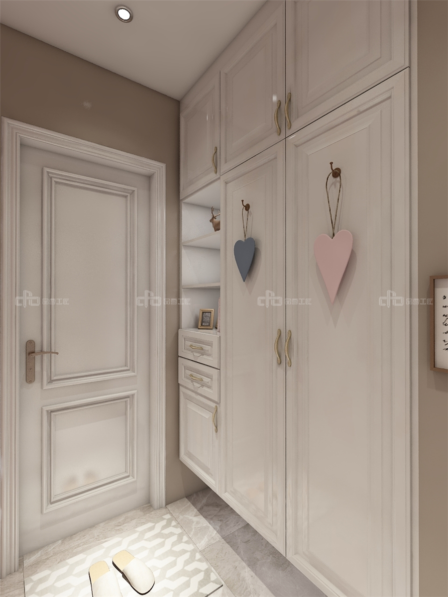 80㎡小戶(hù)型裝修效果圖 法式風(fēng)格整木定制(圖1)