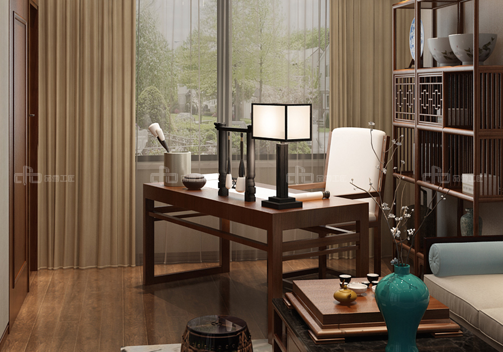 整木定制花鳥古韻新中式風(fēng)格，別墅全屋效果圖(圖10)