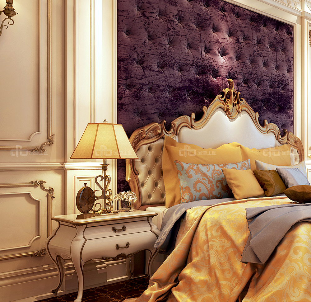 整木定制法式風(fēng)格，金色別墅裝修案例效果圖(圖8)