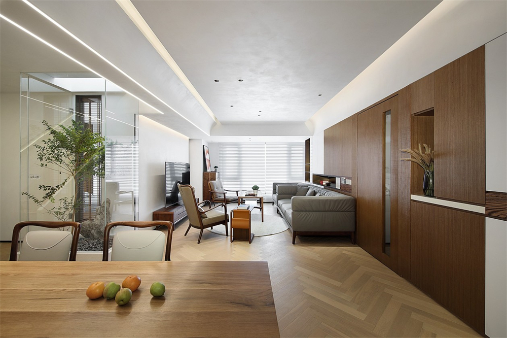 200㎡大平層整木定制，現(xiàn)代極簡風(fēng)格(圖3)